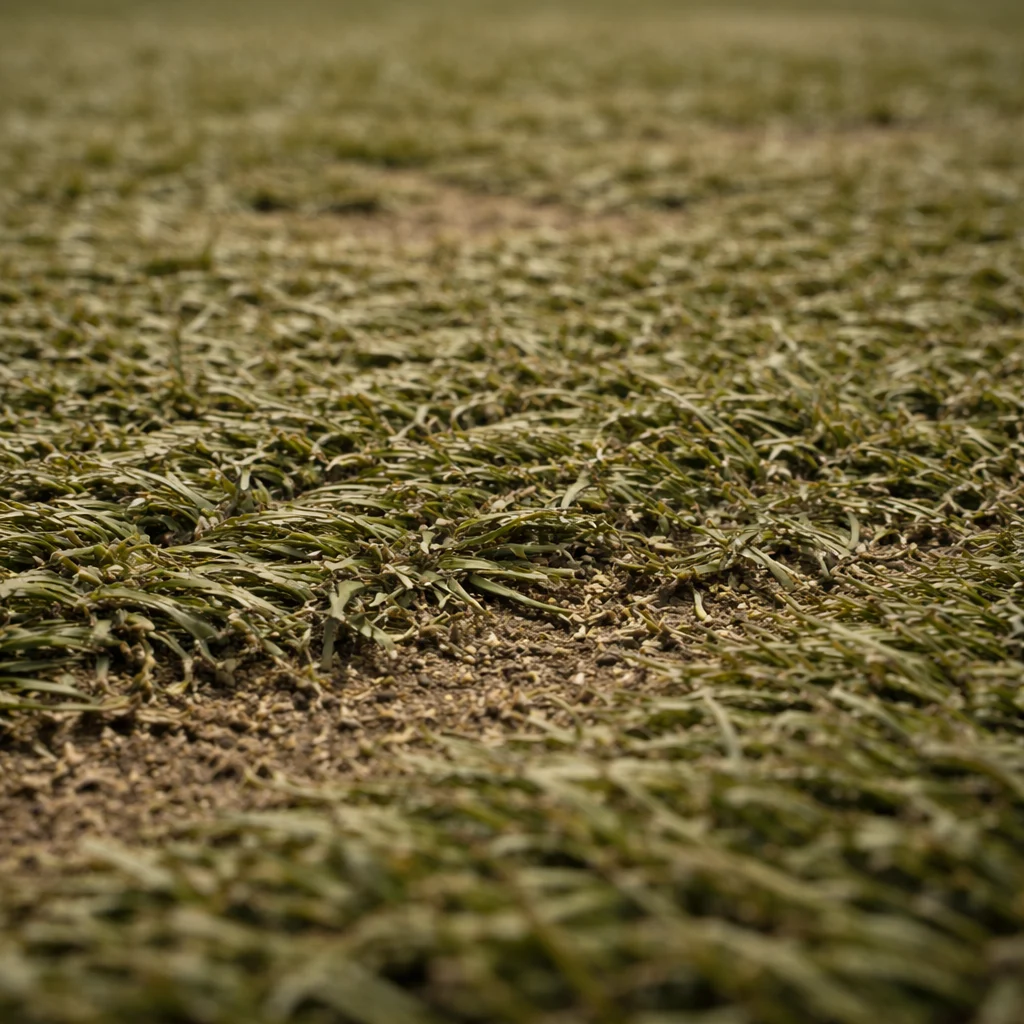 Flattened turf fibers